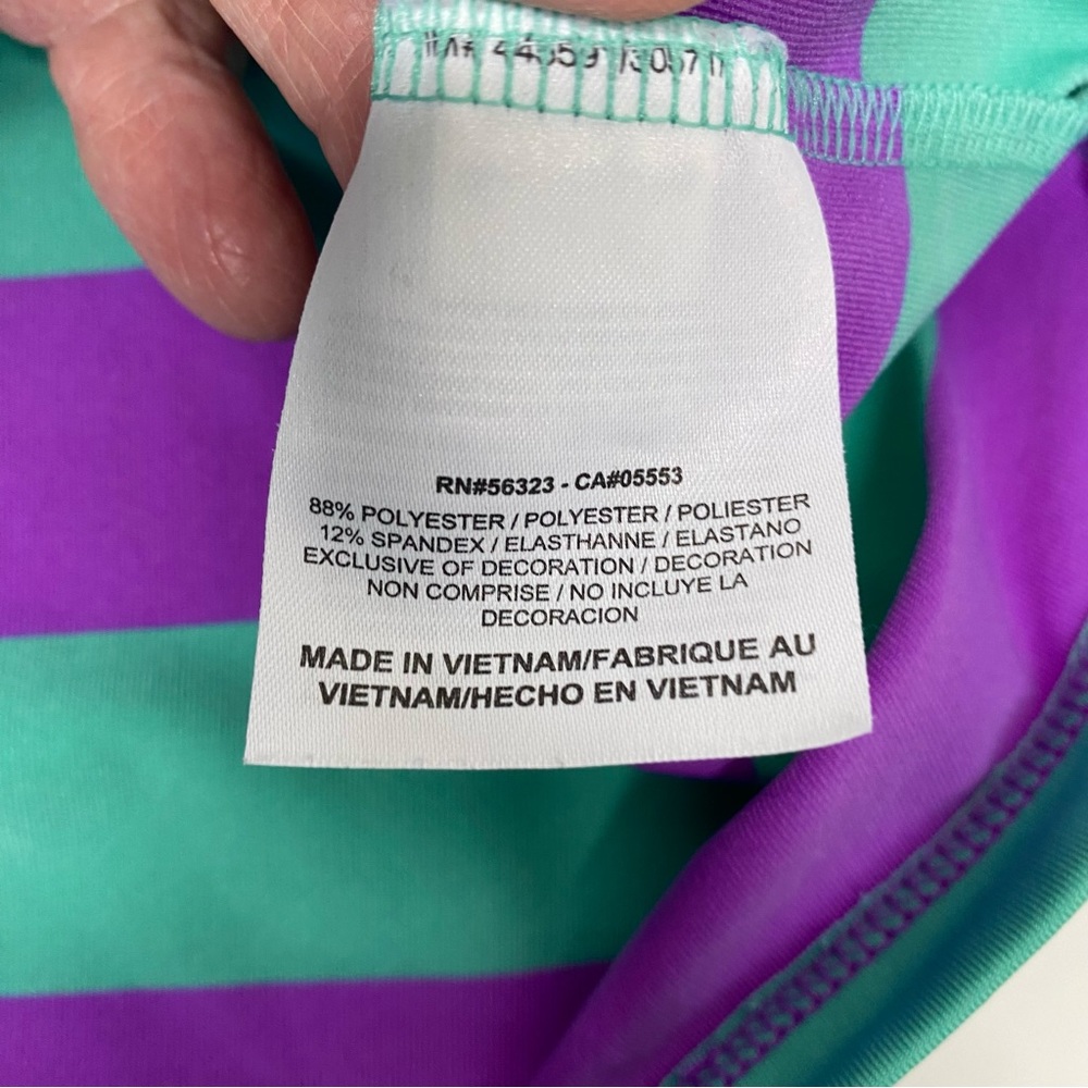 Nike Golf Collared Shirt Kids Large Striped Short Sleeve Purple Green Casual - Picture 8 of 9